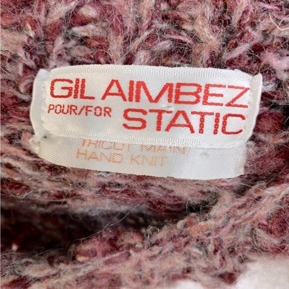 Vintage Gil Aimbez Static Avant Garde Handmade Burgundy Shaggy Sleeve Sweater S - Picture 3 of 15